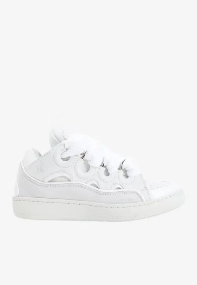 LANVIN CURB OVERSIZED-LACES LOW-TOP SNEAKERS