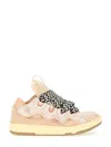 Lanvin Curb Pink Calf Leather Sneakers In White