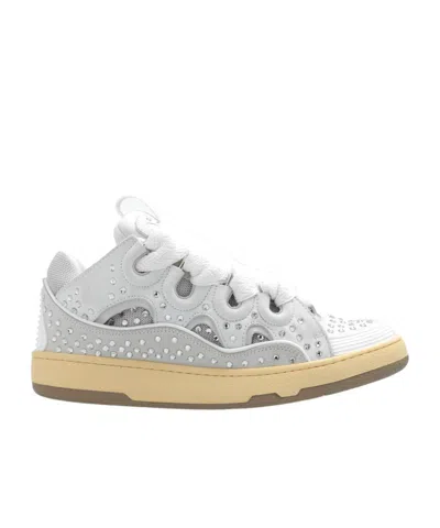 Lanvin Curb Rhinestone-embellished Sneakers In White