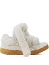 Lanvin Curb Shearling Sneakers In White