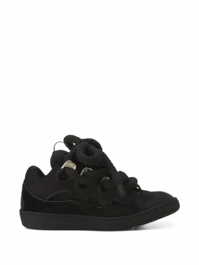 Lanvin Curb Snake Sneakers In Leather In Black