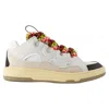 Lanvin Curb Sneakers In Leather And Suede With Multicolor Laces In White