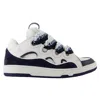 Lanvin White And Navy Blue Curb Sneakers