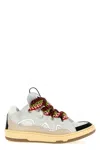 Lanvin White Sneakers With Textured Surfaces And Patterned Laces