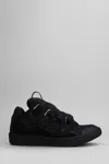 Lanvin Dark Blue Curb Sneakers In Black