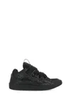 Lanvin Lace-up Textured Sneakers In Black