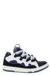 Lanvin Almond Toe Leather Sneakers With Metallic Eyelets In Black