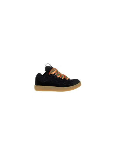 Lanvin Black Leather Curb Sneakers