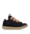 Lanvin Lace Detail Sneakers Suede Panels Rubber Sole In Black
