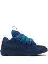 Lanvin Curb Monochrome Leather Sneakers In Blue