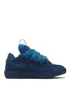 Lanvin Curb Monochrome Leather Sneakers In Blue