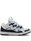 Lanvin White And Navy Blue Curb Sneakers In Blue