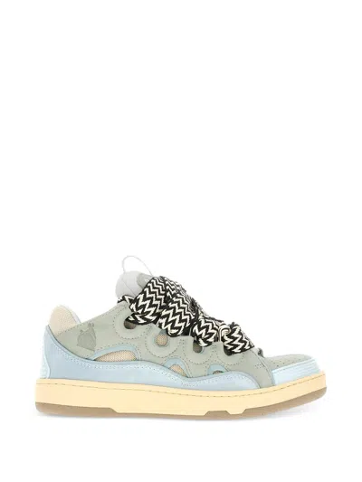 Lanvin Micro-perforated Curb Sneakers In Green