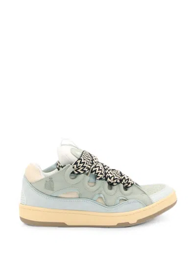 Lanvin Low-top Sneakers With Mesh Cutouts And Zigzag Laces In White