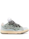 Lanvin Suede Leather Curb Sneakers Men In Blue