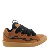 Lanvin Suede Sneakers With Rubber Sole And Pull Tab In Brown