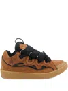 Lanvin Suede Sneakers With Rubber Sole And Pull Tab In Brown