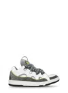 Lanvin Off-white & Gray Curb Leather Sneakers In Multi