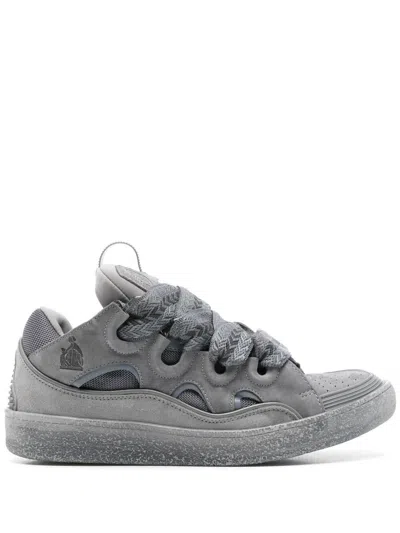 Lanvin Leather Curb Sneakers For Women In Grey