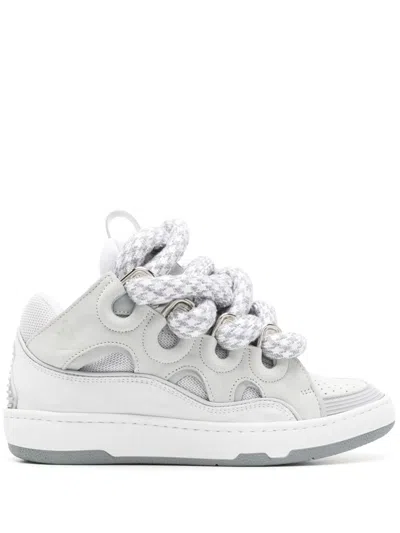 Lanvin Sneakers Curb En Cuir Lacets Snake Pour Femme In White