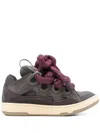 Lanvin Curb Sneakers In Leather With Snake Laces In Grey