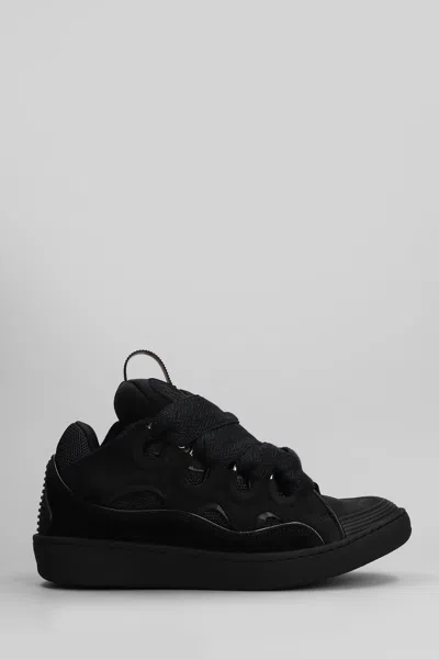 Lanvin Curb Sneakers In Black Suede And Leather