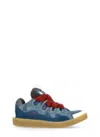 Lanvin Curb Sneakers In Suede And Fabric Color Blue And Red In Blue