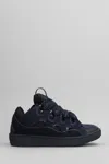 LANVIN CURB SNEAKERS IN BLUE SUEDE AND LEATHER