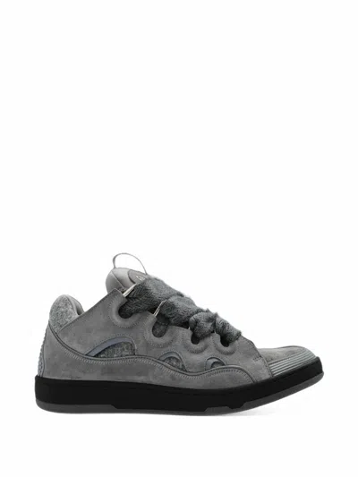 Lanvin Curb Sneakers In Felt In Gray