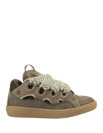 Lanvin Curb Trainers In Green Leather