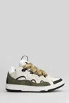 Lanvin Curb Sneakers In Grey Suede And Leather In White