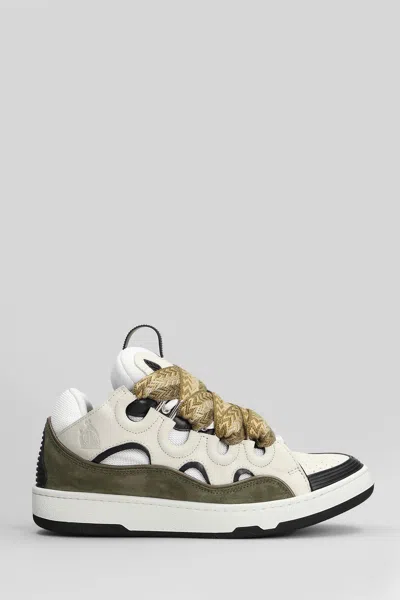 LANVIN CURB SNEAKERS IN GREY SUEDE AND LEATHER