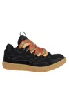 Lanvin Curb Sneakers In Leather And Suede With Multicolor Laces In Black