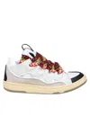 Lanvin Curb Sneakers In Leather And Suede With Multicolor Laces In White