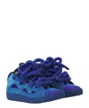 Lanvin Blue Curb Leather With Snake Laces Sneakers In Blue