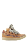 Lanvin Curb Sneakers In Leather With Snake Laces In Camel