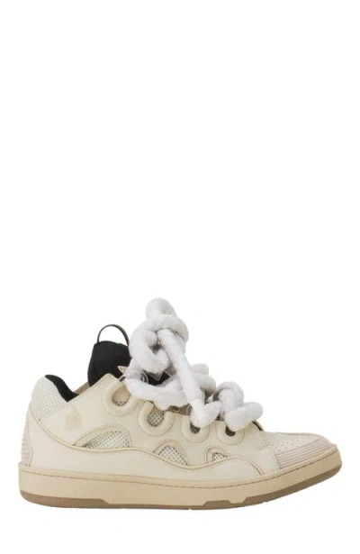 LANVIN LANVIN CURB SNEAKERS IN LEATHER WITH SNAKE LACES