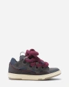 Lanvin Curb Sneakers In Leather With Snake Laces In Shark Grey