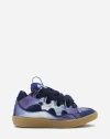 Lanvin Curb Sneakers In Metallic Leather For Women In Cornflower