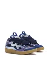 Lanvin Curb Sneakers In Metallic Leather For Women In Cornflower