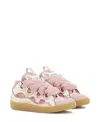 Lanvin Curb Sneakers In Metallic Leather For Women In Dusty Rose