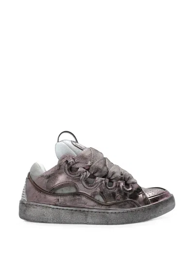 Lanvin Curb Sneakers In Metallic Technical Fabric In Purple
