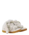 Lanvin Curb Sneakers In Shearling In White