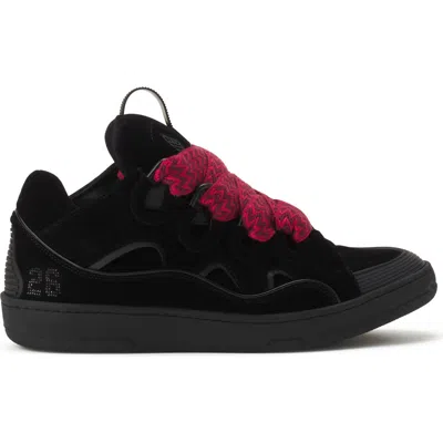 Lanvin Curb Sneakers In Velvet In Animal Print