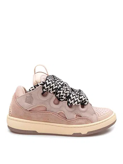 Lanvin Curb Sneakers In White And Pink Color