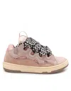 Lanvin Curb Sneakers In White And Pink Leather In Pink