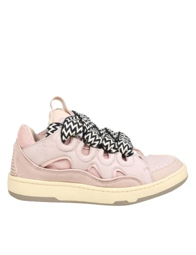 Lanvin Suede And Mesh Sneakers In Pink