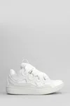 Lanvin Curb Sneakers In White Suede And Leather In White