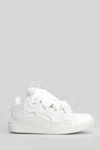 Lanvin Curb Sneakers In White Suede And Leather In White
