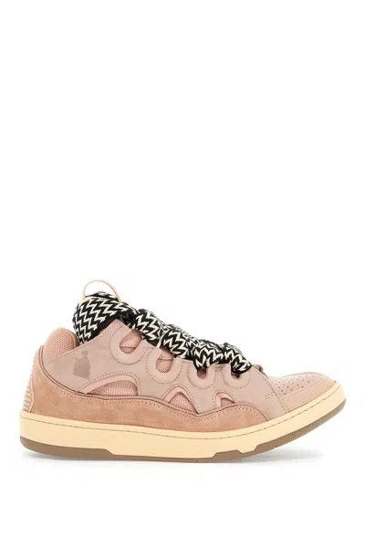 Lanvin Suede And Mesh Sneakers In Pink